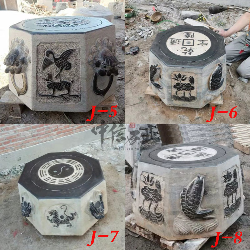 庭院井口井圈石雕摆件八角古井台石井栏青石仿古饮水思源石头井盖 j-3