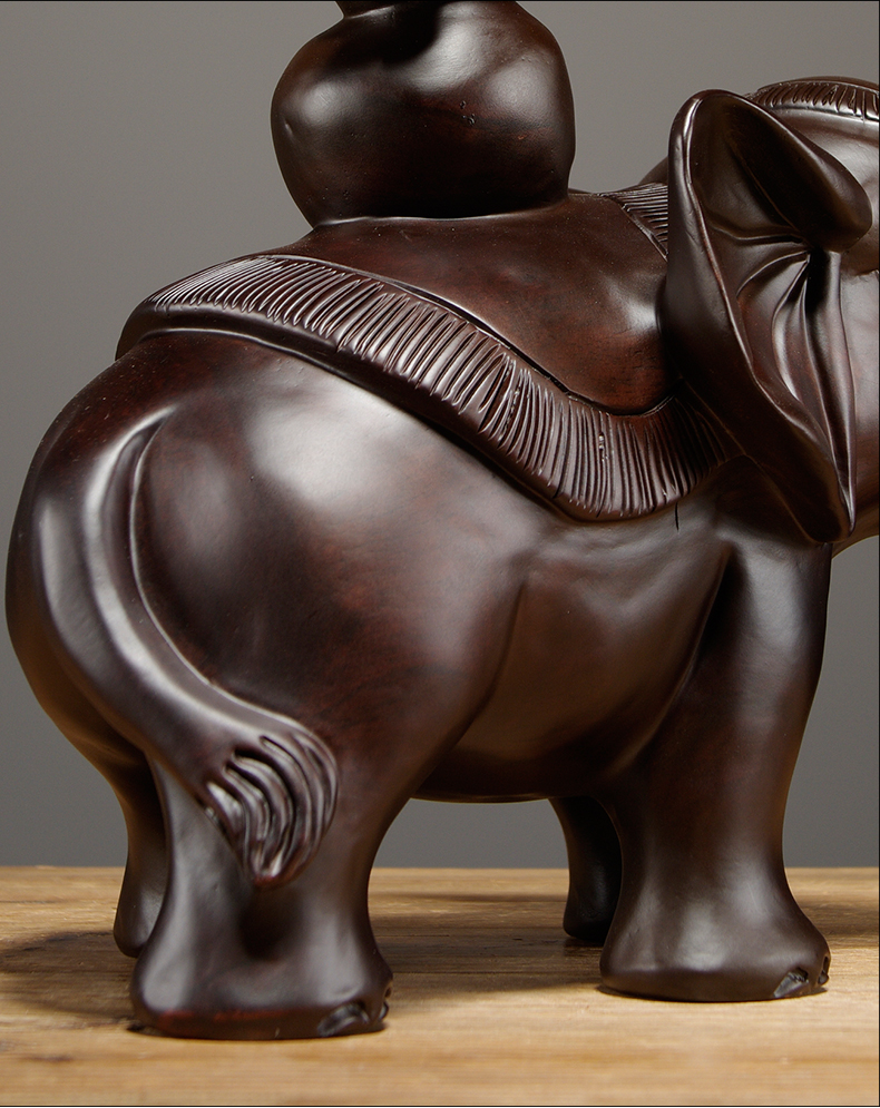 木雕刻大象摆件实木质一对象家居客厅玄关寓意装饰红木工艺品 精雕象