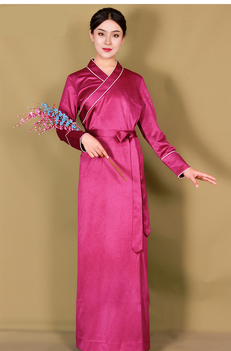 藏服女装纤沫藏装女夏季拼边博拉西藏民族风拉萨服装藏服藏袍女式安多