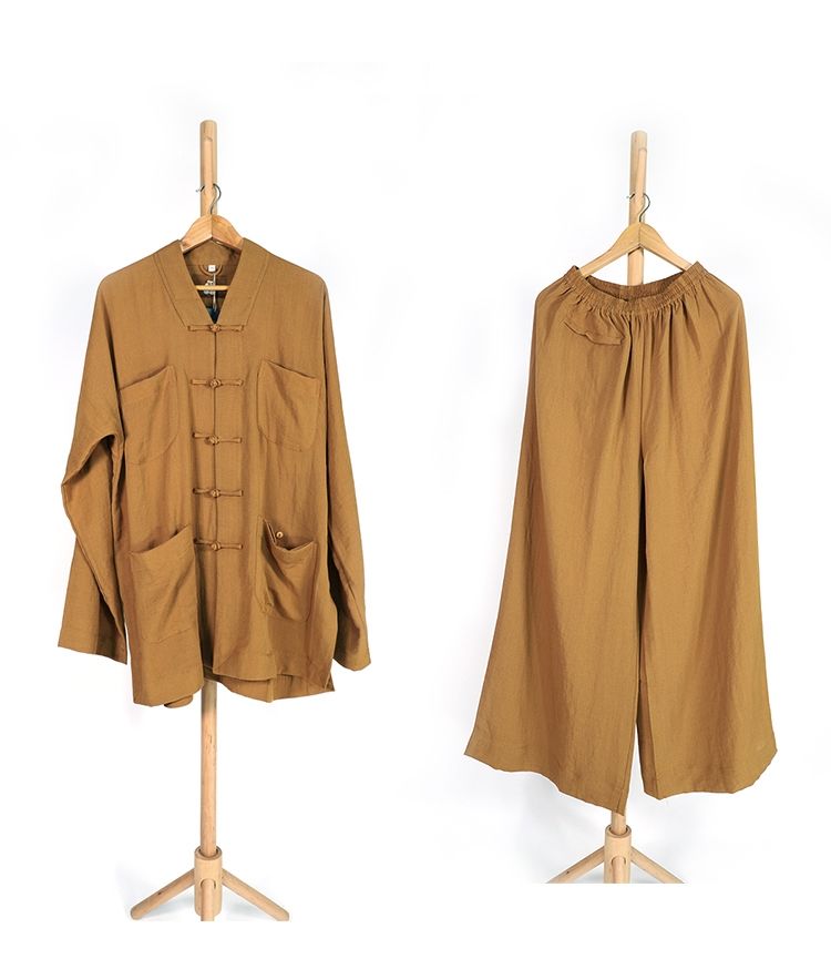 热天僧人出家人穿的季凉僧服僧衣长衫大褂褂套装棉麻丝不皱凉爽和尚服