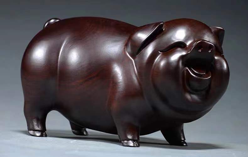 精选木雕刻金猪摆件客厅装饰品摆件酒柜桌面摆设开业乔迁礼品北极象