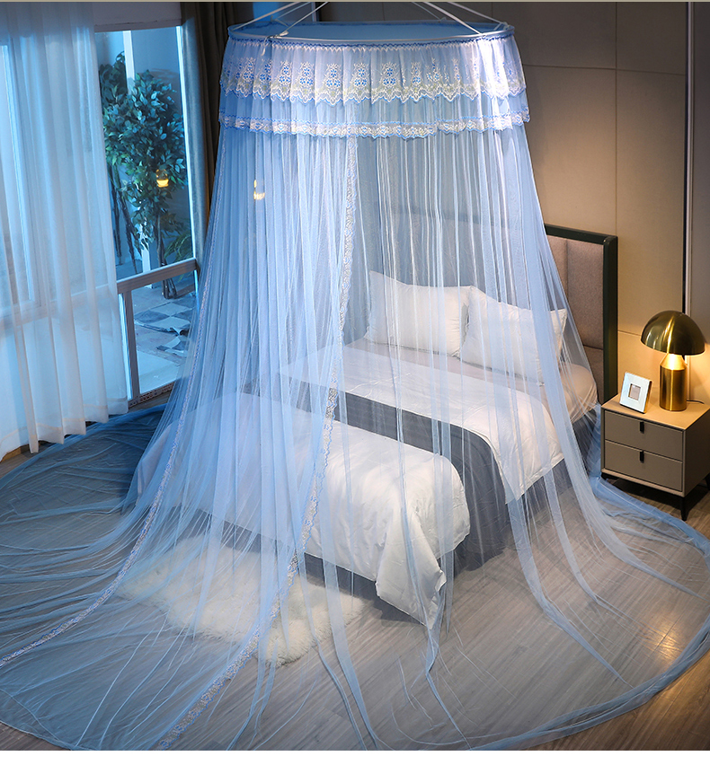 公主蚊帐女孩梦幻蚊帐吊顶式圆顶家用公主仙女风女孩梦幻双人15米床