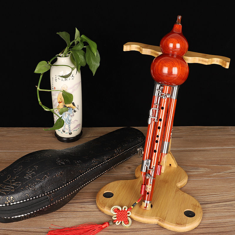 加5键葫芦丝演奏型c/降b调宽音域乐器可吹高音1和2新艺 全红木加五键f