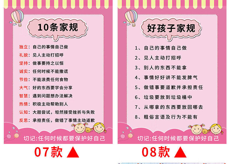精选家规家训墙贴儿童房装饰家规挂图家规十条父母规墙贴纸靓派13中