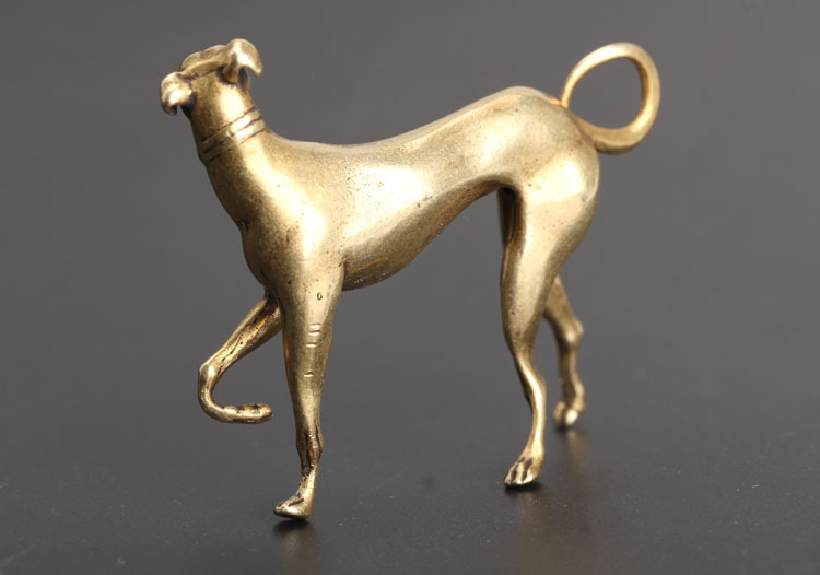 铜十二生肖狗摆件实心纯铜金狗旺财手把件站立小狗铜狗小摆件纯铜金狗