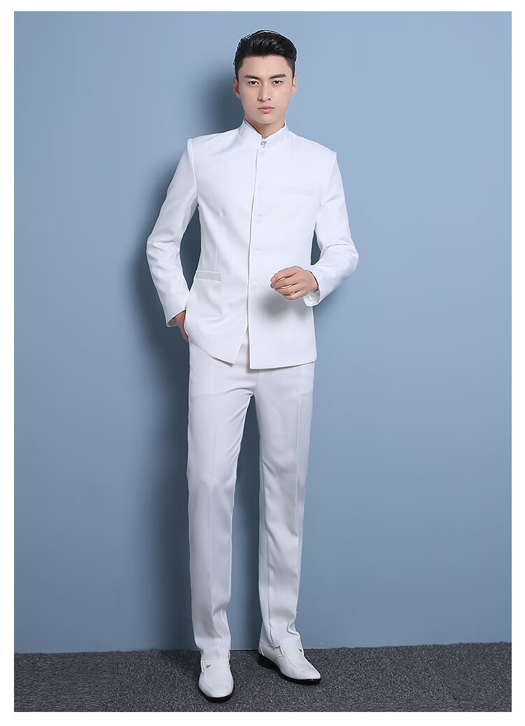 中山装年轻款男士修身中华立领学生套装五四青年装中国风西装民族服