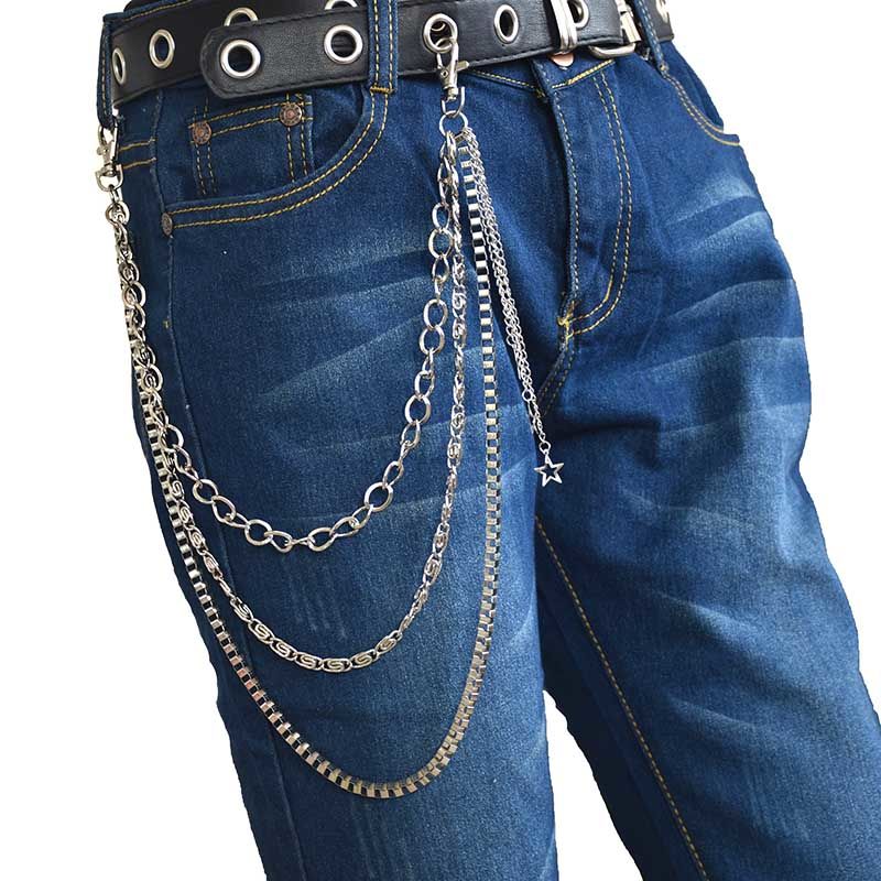 新品裤链男裤链男女潮腰链朋克非主流金属星星装饰品牛仔裤子配饰链子