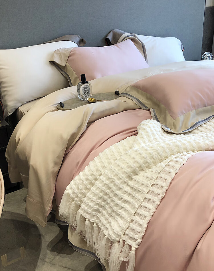 npkm品牌 双面莱赛尔纤维四件套高颜值轻奢简约床上被套丝滑裸睡冰凉