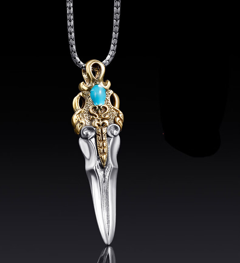 铭闽925银项链男士轩辕剑吊坠潮牌嘻哈潮男霸气复古简约个性件挂坠