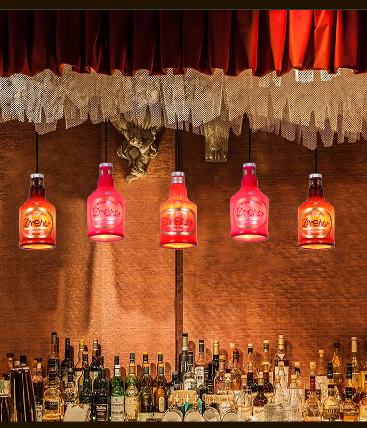 氛围吊灯网红清吧氛围吊灯个性艺术酒吧酒店饭店前台钱创意酒瓶装饰灯