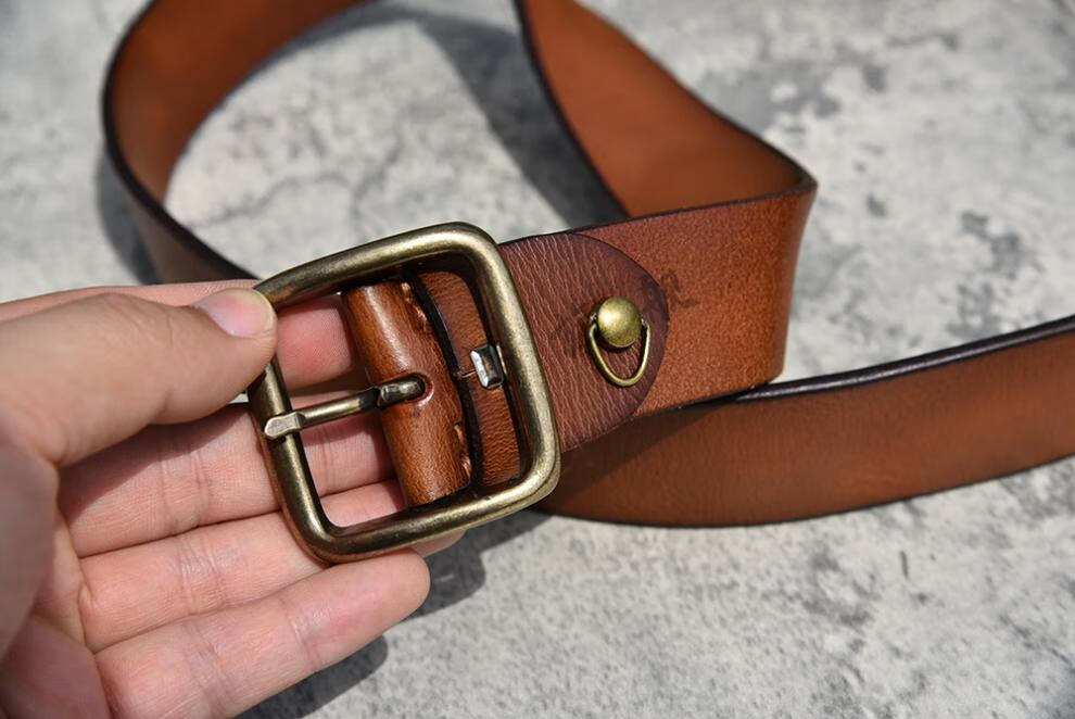 飞行员腰带 部别牛皮带歼黄牛皮头层复古飞行伞铜实心针扣男士飞行员