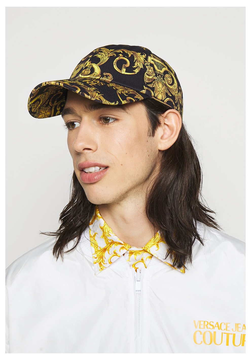 jeans couture 范思哲 新款男女通用棉质巴洛克印花鸭舌棒球帽帽子