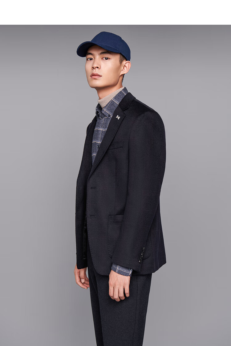 hla海澜之家纯羊毛休闲西服男加厚款2022秋冬新款简约净色挺括舒适有