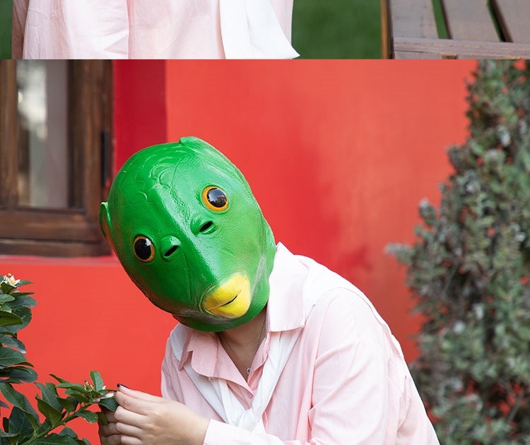 鱼人怪头套绿头鱼头套鱼头头面具男女鱼人头套绿鱼怪头套全脸创意 p86