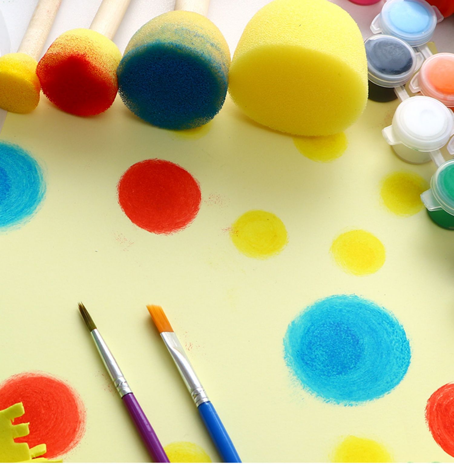 蘑菇头画画海绵软章儿童幼儿园学生美术海绵棒画画材料用品画刷涂鸦