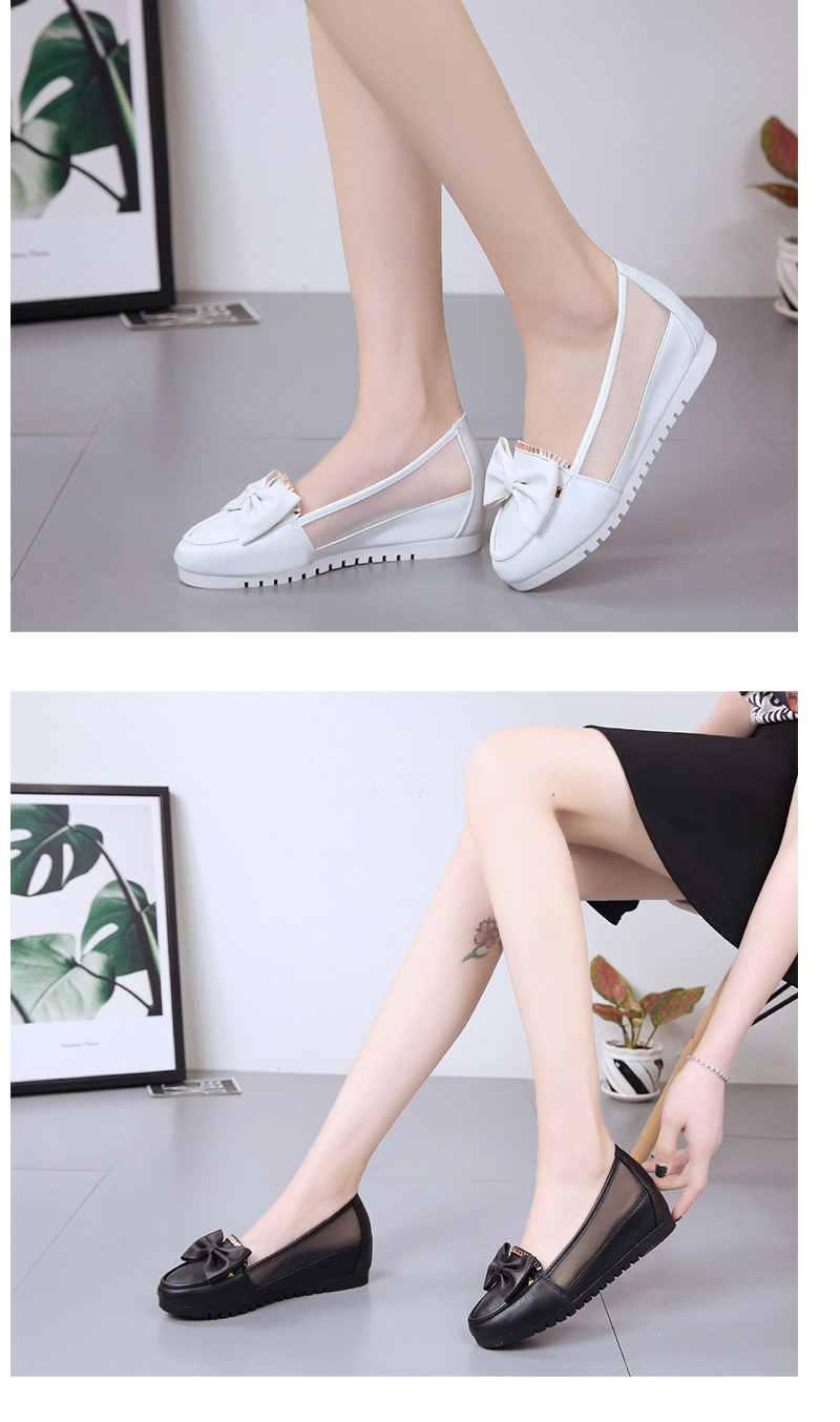 袋鼠(daishu)新品珍妮公主夏季豆豆鞋女韩版百搭透气内增高网鞋蝴蝶结