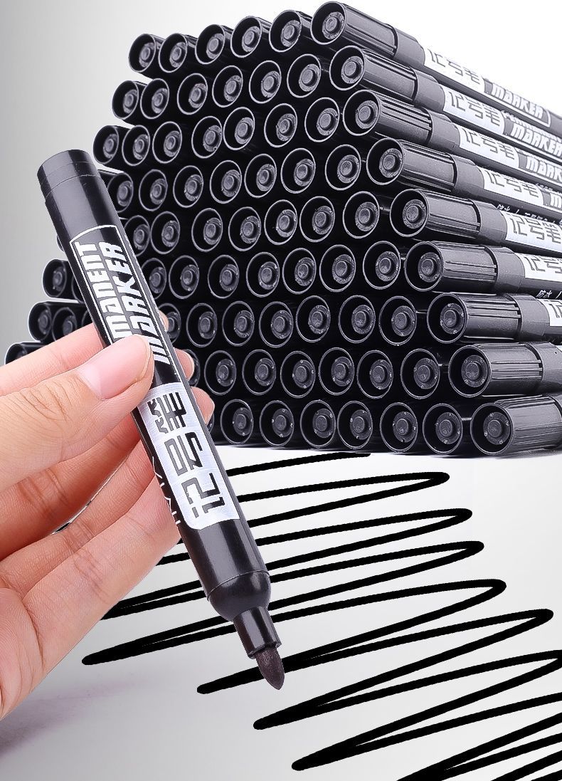 精选100支记号笔油性不可擦黑色大头笔物流快递专用速干防水马克笔