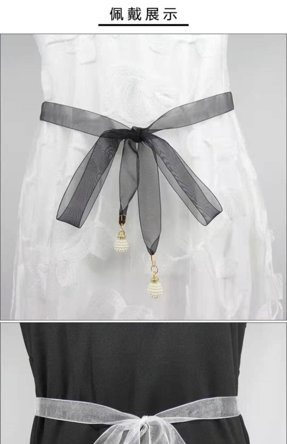 时尚编织腰绳女装饰小腰带女士连衣裙子百搭珍珠皮带打结腰链裙带wp