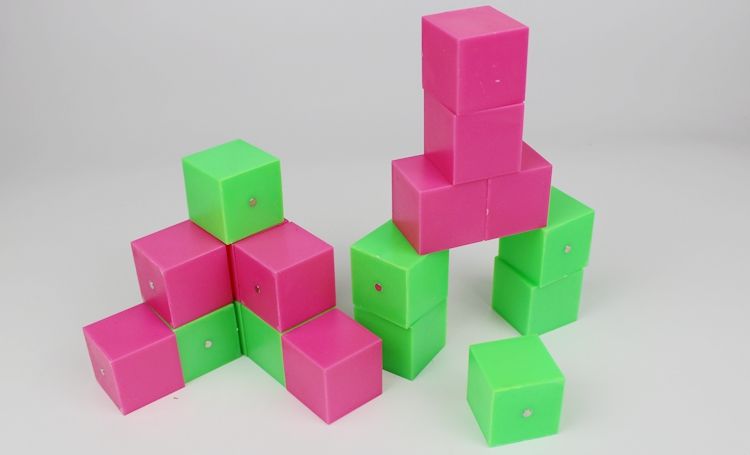 磁性小正方体教具5厘米小学数学立方体学具33cm方块几何立体模型绿色6