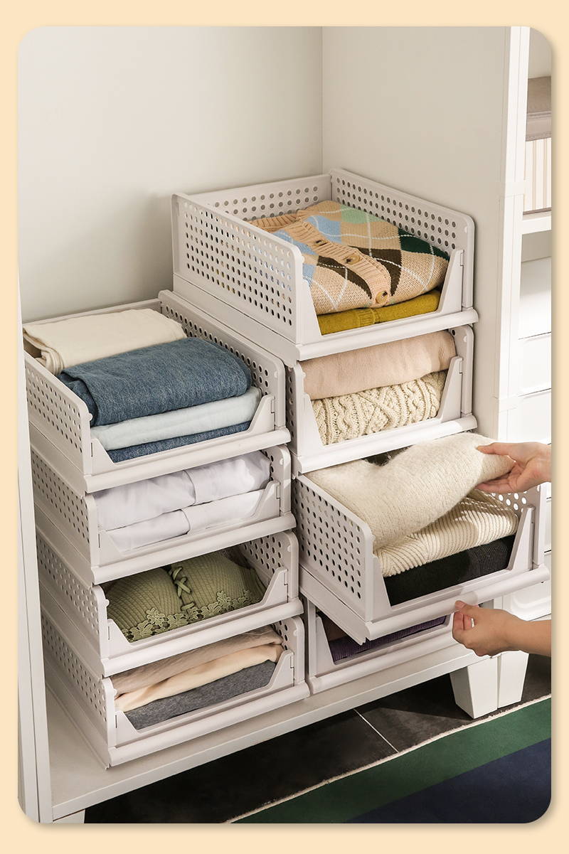 裤子收纳盒衣柜分层收纳神器裤子衣服收纳箱抽屉式衣物整理筐多层分隔