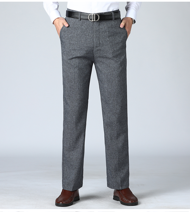 中年男士休闲裤夏季薄款宽松直筒男裤中老年西裤爸爸装高腰长裤子深