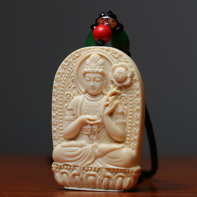 朴春 猛犸象牙牙《大势至菩萨》挂件牙雕本念佛吊坠项坠挂件配饰男女