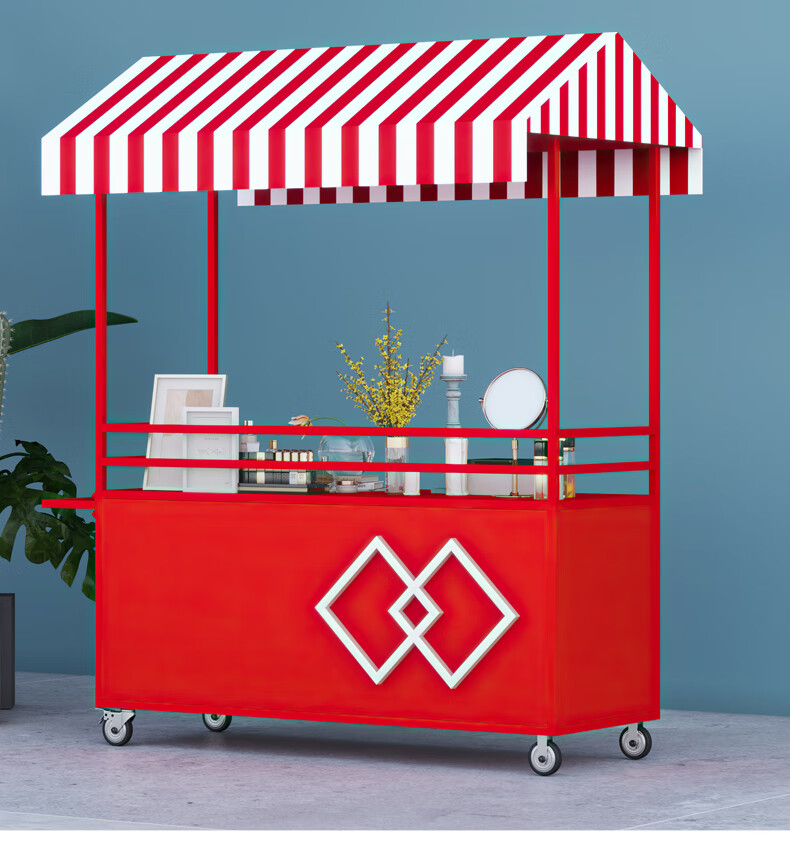 手推车流动摆摊铁艺花车集市可移动车夜市网红摊位可推拉户外商场售货