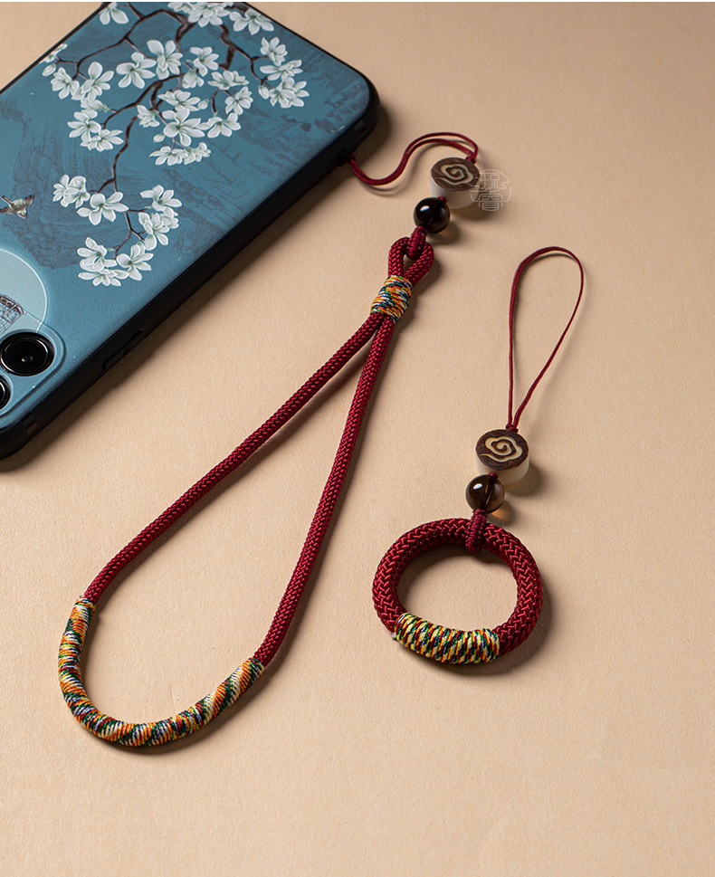 简宿琼睿古风手机链挂绳短款u盘挂件女男编织指环扣钥匙防丢挂饰吊绳