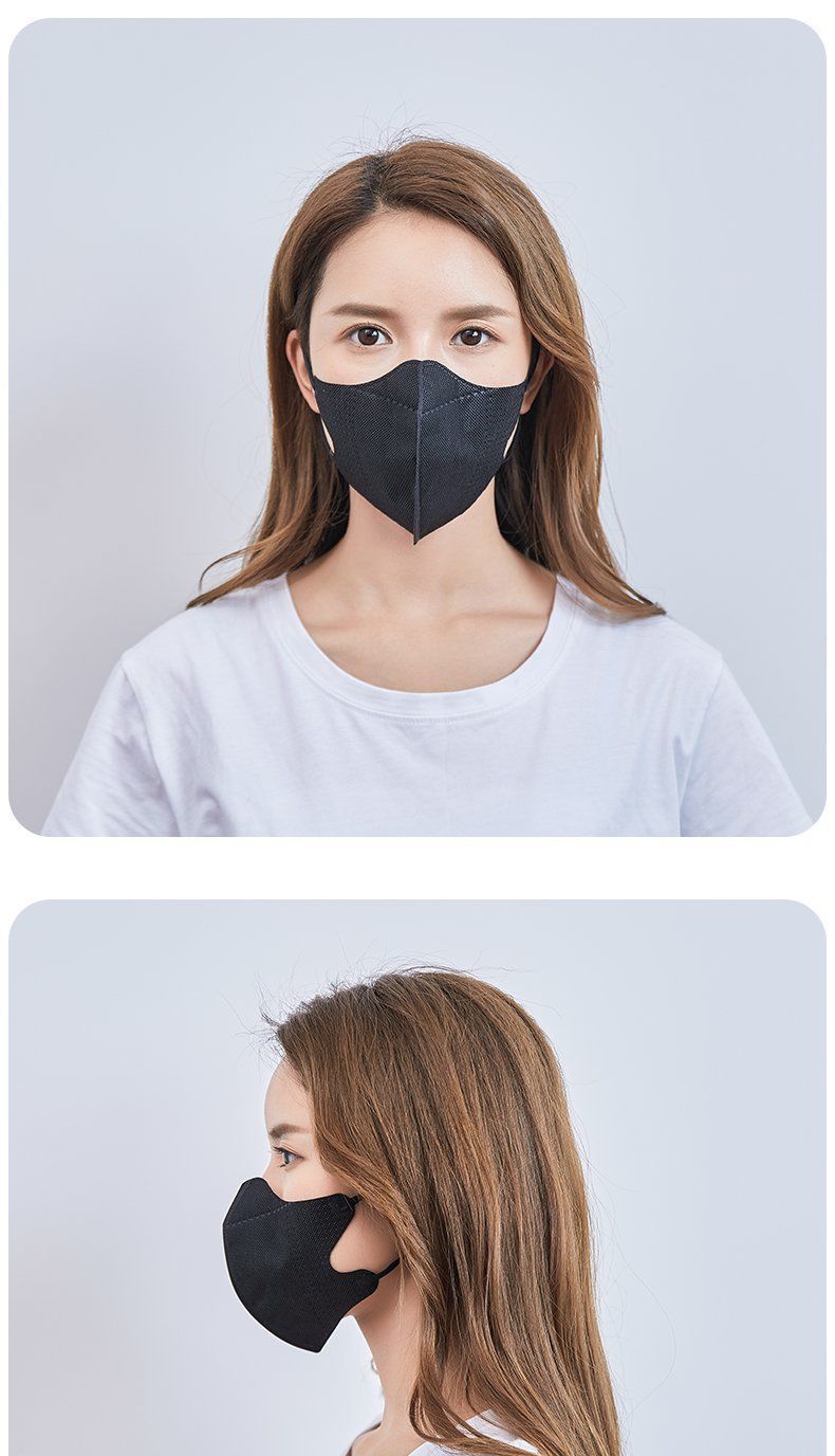 防晒雾霾熔喷布透气成人立体口罩3d黑色显脸小不沾口红1只试用不够用