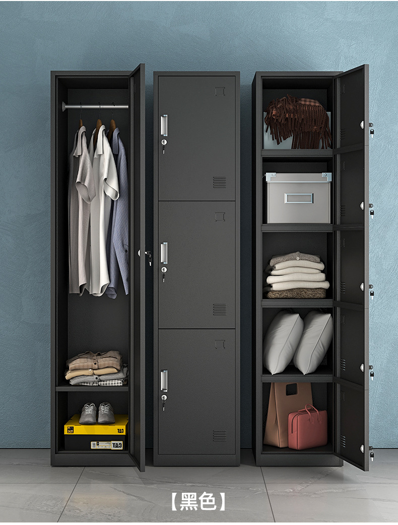 单门更衣柜铁皮柜带锁员工储物柜存包柜铁皮衣柜收纳柜鞋柜更衣室