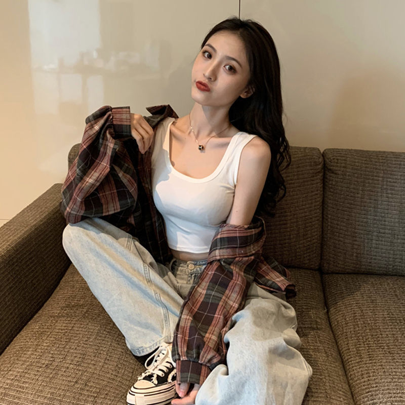 倪诗芸吊带背心女打底u领运动短款内搭打底吊带上衣女夏季外穿紧身露