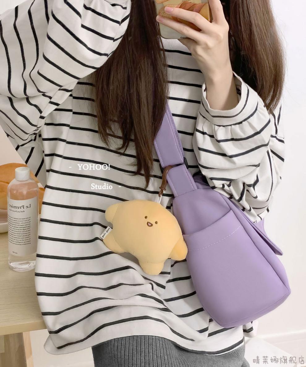 2022新款yohooins韩风简约色百搭日系斜挎包包健身单肩帆布袋书包男女