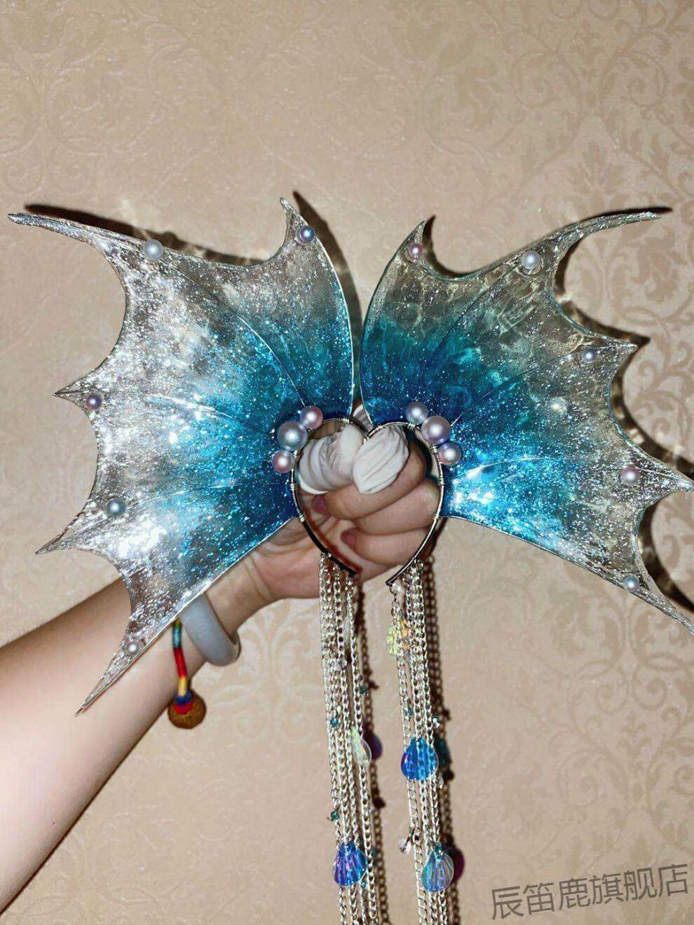 精灵耳朵 鲛人耳人鱼耳渐变鲛人耳朵头饰仙气精灵发饰品美人鱼道具