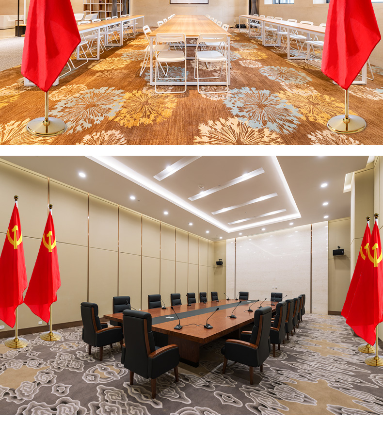 办公室国旗2米钛金色立式室内落地旗杆旗 会议室摆件五星红旗座不锈钢