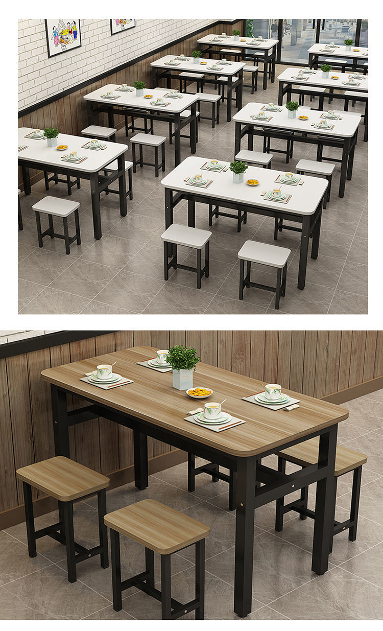 餐桌椅组合小吃店饭店家用桌子长方形快餐烧烤店饭桌经济型桌椅凳