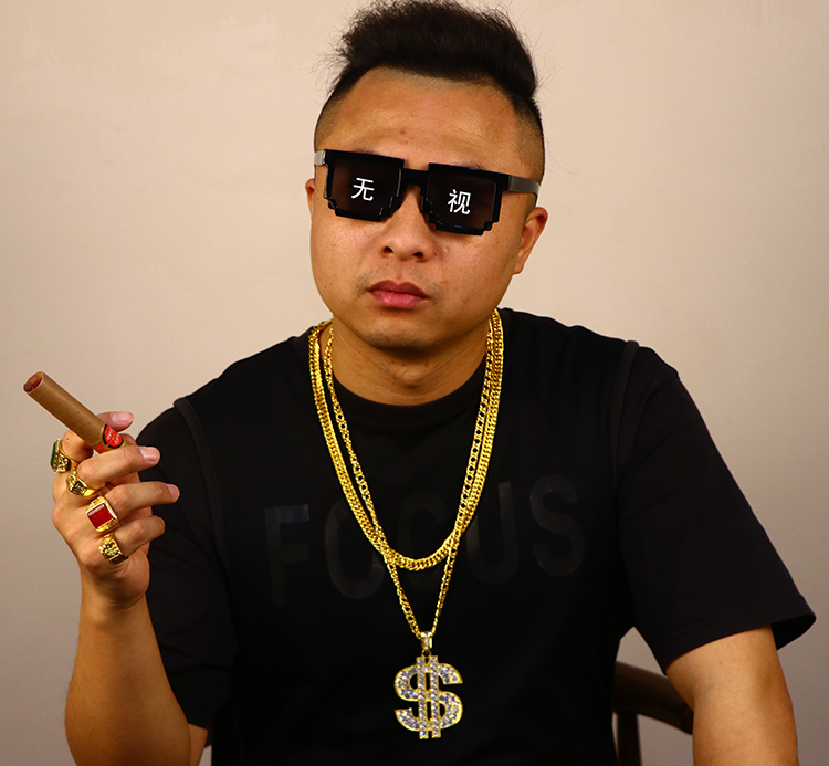 抖音网红土豪装扮直播道具塑料社会人假超粗大金链子夸张项链 ccb塑料