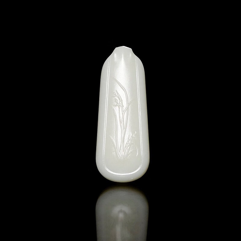 美朗格 和田玉兰花玉坠男女款天然白玉花中四君子兰花牌吊坠简约复古