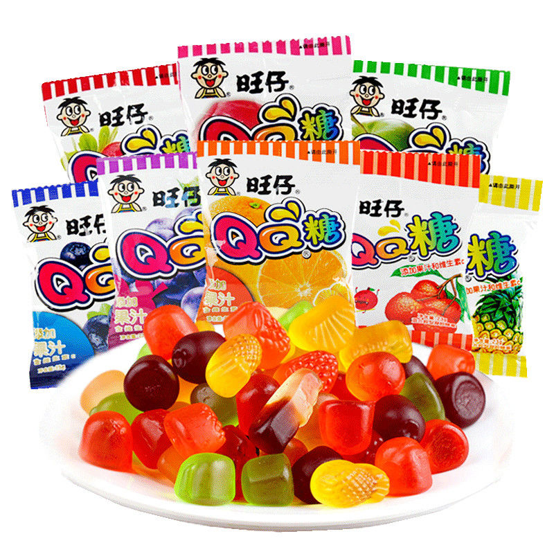 qq糖20g果汁软糖儿童旺仔橡皮糖网红小吃糖果零食多口味可选香橙味20