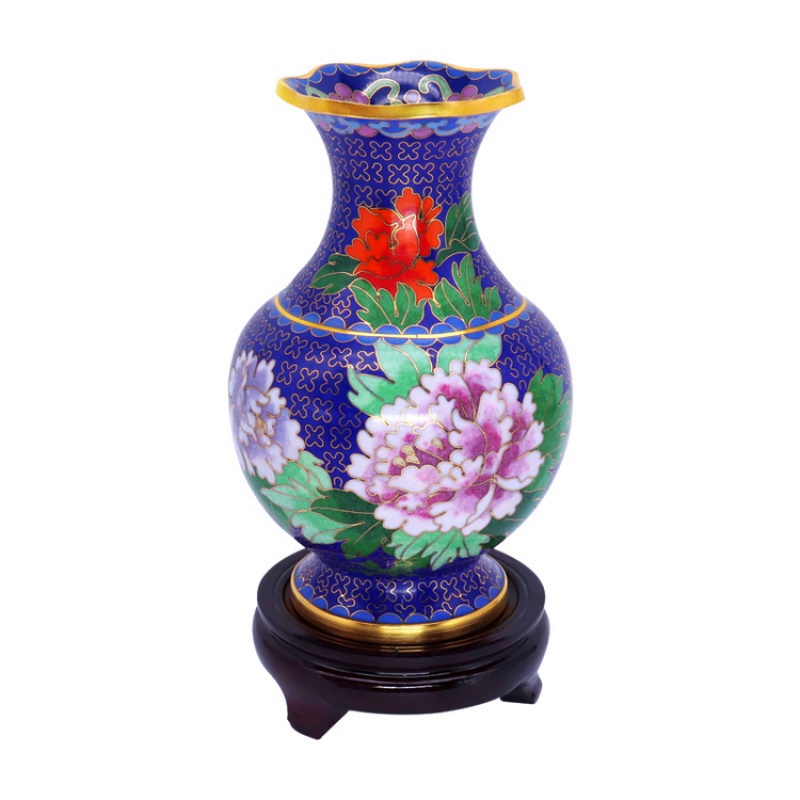 景泰蓝花瓶正宗北京景泰蓝6寸小花瓶摆件纯铜胎掐丝珐琅彩工艺品礼品