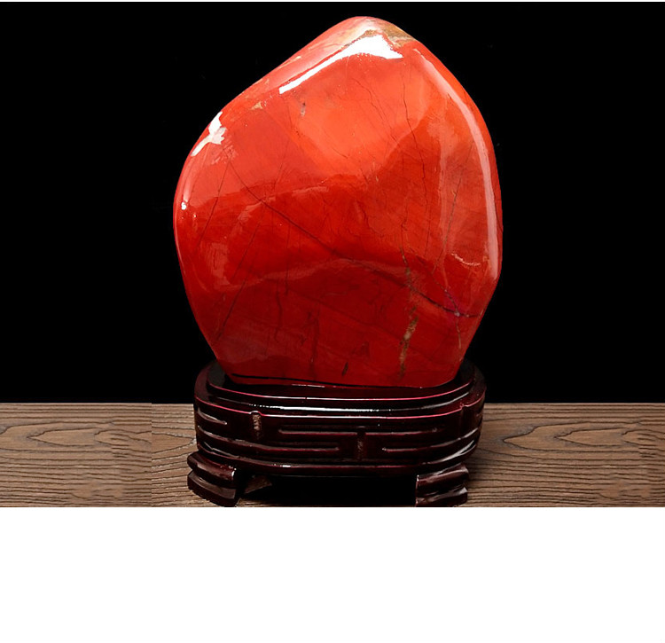 爱韵馨华礼品天然奇石玉石摆件南非红碧玉鸡血石石头摆件客厅蓝色241