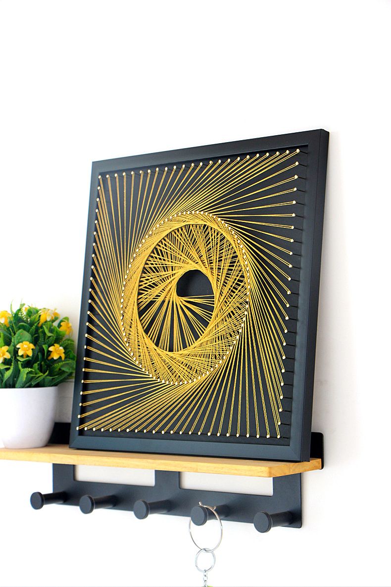 钉子画绕线几何图形diy材料包毛线缠绕画手工装饰纱线弦丝礼物几何a