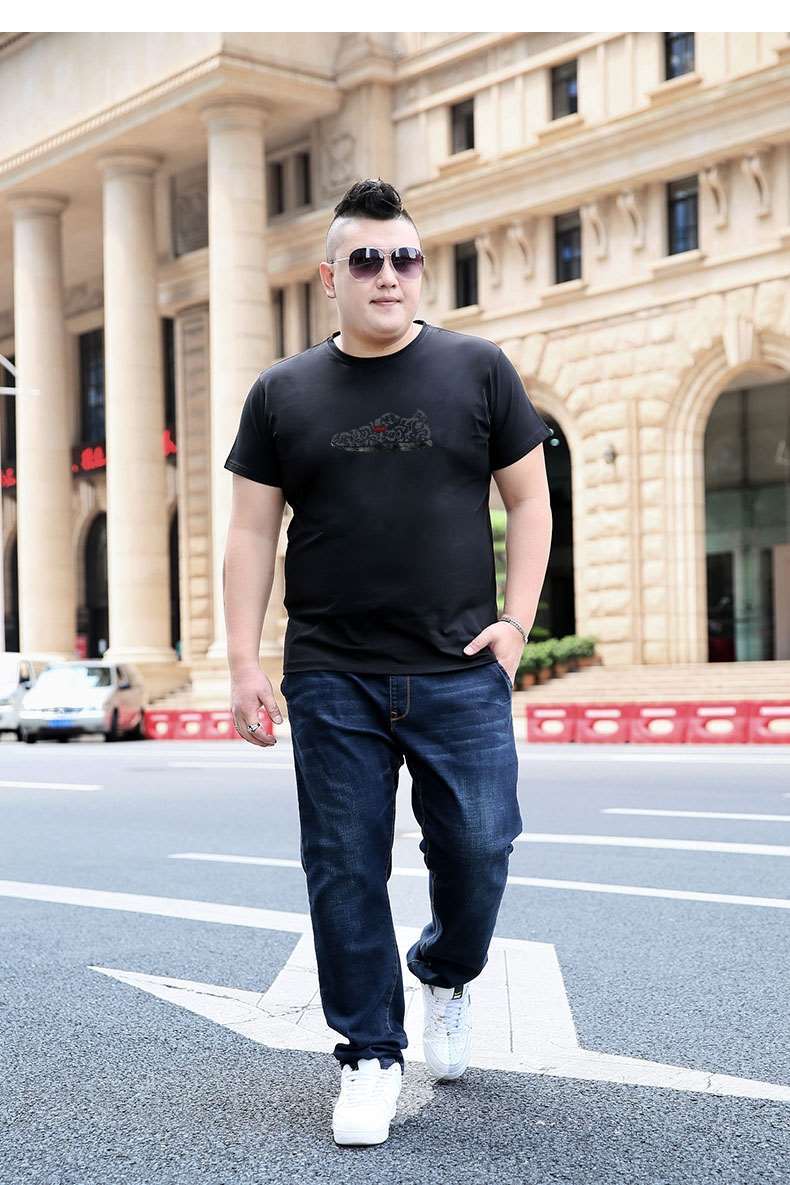 顾渚胖无忧加肥加大男装短袖t恤超大码潮胖人胖子肥佬大肚子简单上衣
