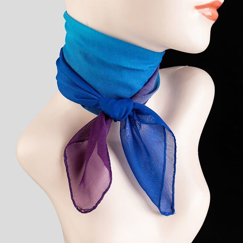 雪纺丝巾时尚小方巾渐变色丝巾女围脖纱巾舞蹈装饰发带qj 渐变色【蓝