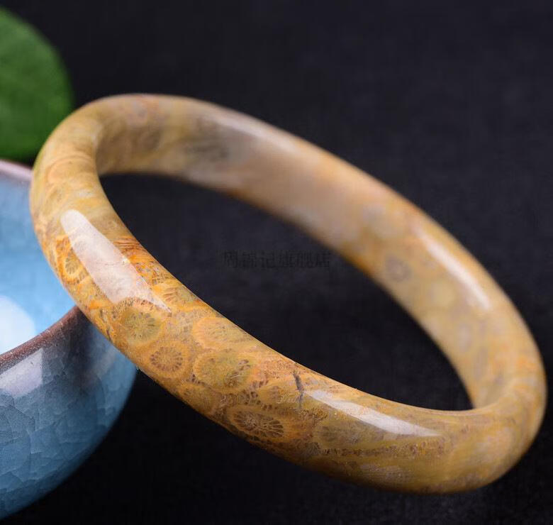 珊瑚玉玛瑙菊花石宽手镯 贵妃女款饰品送母亲手圈手饰礼物 证书 49#19