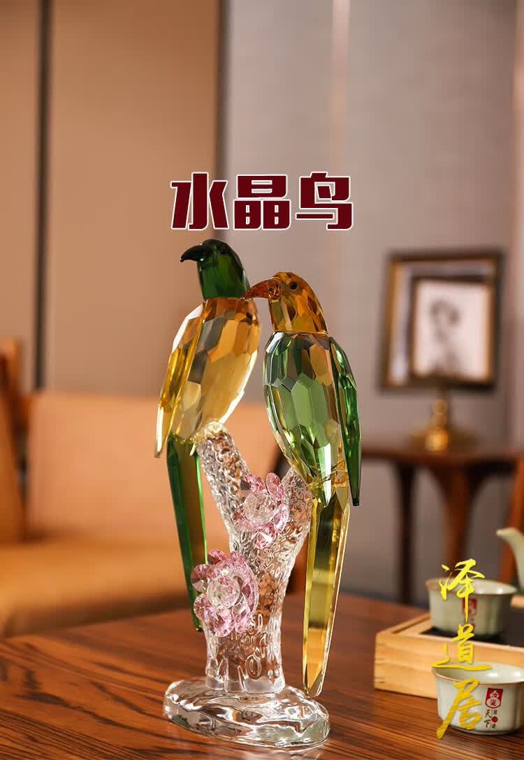 泽道居工艺品送朋友送闺蜜水晶鸟桌面客厅摆件喜鹊新婚礼品送新人结婚
