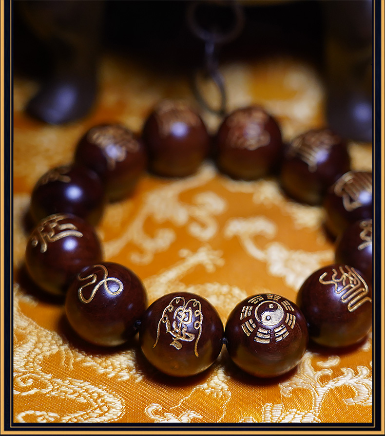 天然雷击木手串 枣木道珠雷痕十字天经手串手持念珠宝珠道教饰品 手串