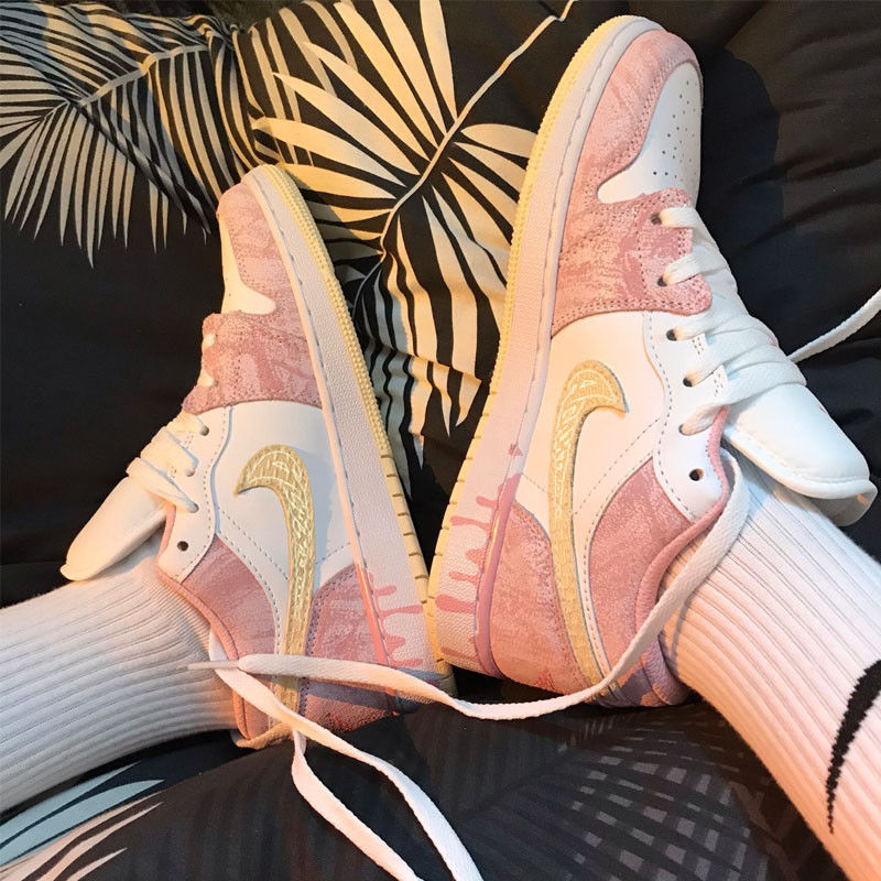 官方旗舰店aj3女鞋官网冰淇淋粉低帮樱花粉拼色空军一号运动板鞋