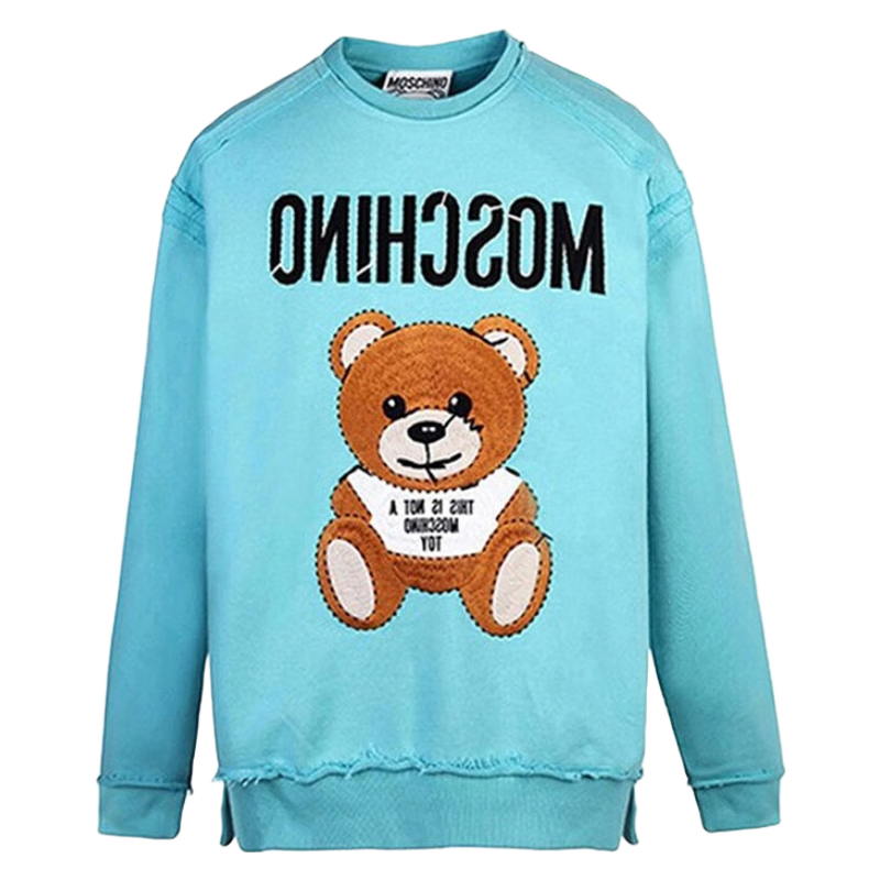 莫斯奇诺(moschino) 长袖圆领套头印花棉质字母小熊刺绣圆领卫衣潮流