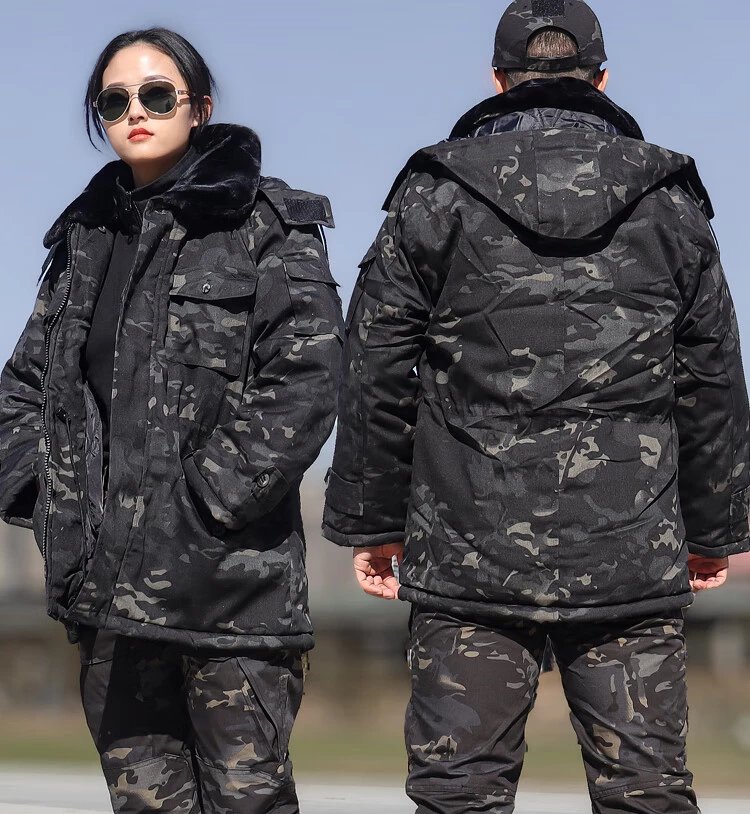 户外军棉袄防寒服特战服军棉袄冬季迷彩军棉大衣中长款男女加厚执勤