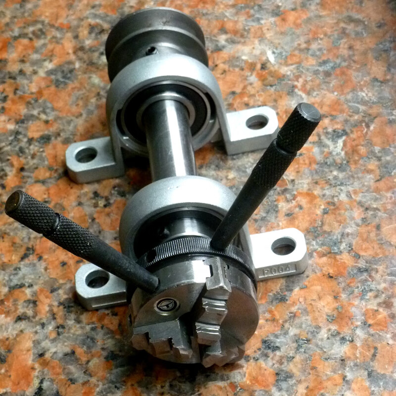 自制车床三爪四爪50/65小卡盘80/100带法兰主轴125轴承座配件组装